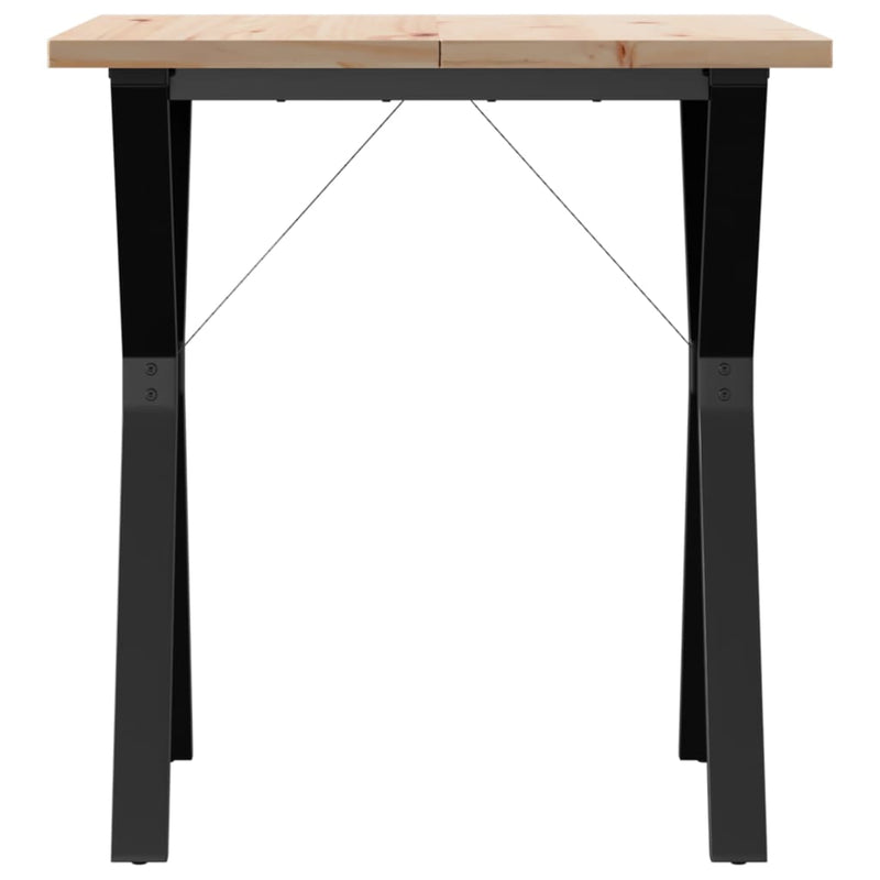 vidaXL tömör fenyőfa és acél étkezőasztal Y-vázzal 70x70x75,5 cm