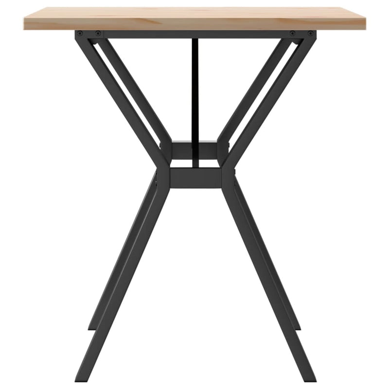 vidaXL tömör fenyőfa és acél étkezőasztal Y-vázzal 70x70x75,5 cm