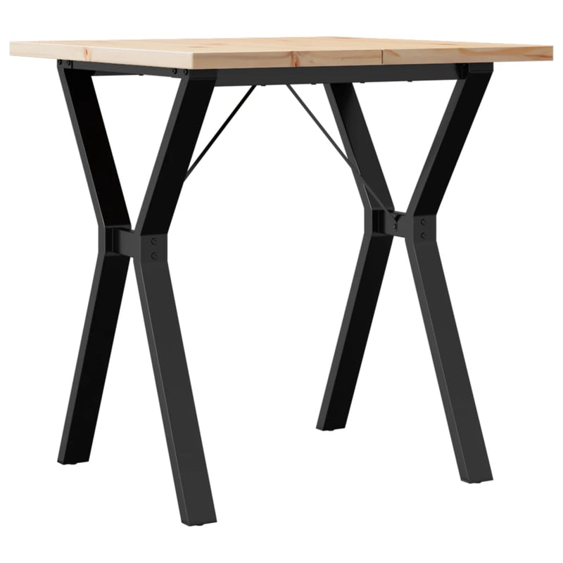 vidaXL tömör fenyőfa és acél étkezőasztal Y-vázzal 70x70x75,5 cm