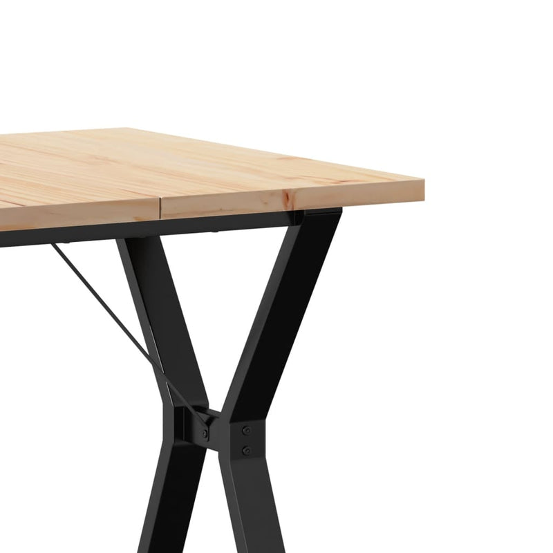 vidaXL tömör fenyőfa és acél étkezőasztal Y-vázzal 70x70x75,5 cm