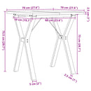 vidaXL tömör fenyőfa és acél étkezőasztal Y-vázzal 70x70x75,5 cm