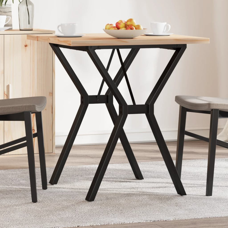 vidaXL tömör fenyőfa és acél étkezőasztal Y-vázzal 70x70x75,5 cm