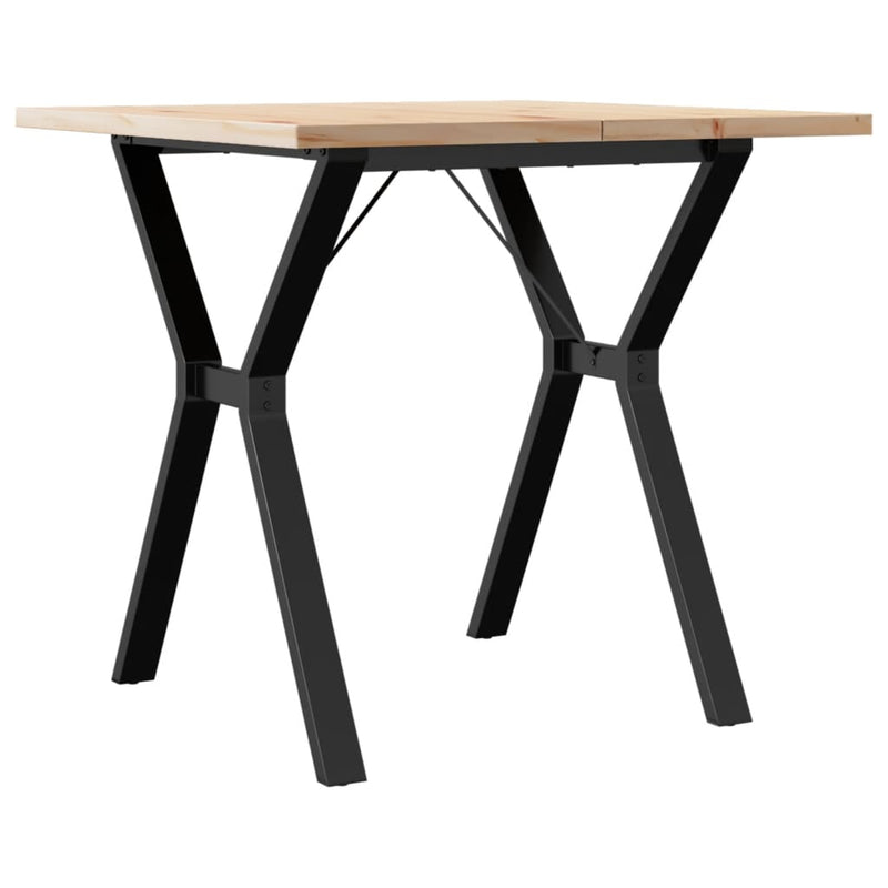 vidaXL tömör fenyőfa és acél étkezőasztal Y-vázzal 80x80x75,5 cm