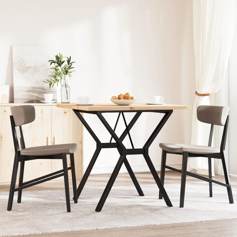 vidaXL tömör fenyőfa és acél étkezőasztal Y-vázzal 80x80x75,5 cm