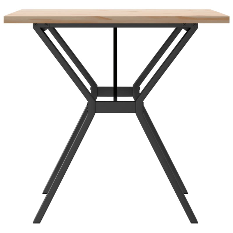 vidaXL tömör fenyőfa és acél étkezőasztal Y-vázzal 80x80x75,5 cm