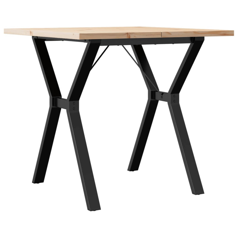 vidaXL tömör fenyőfa és acél étkezőasztal Y-vázzal 80x80x75,5 cm