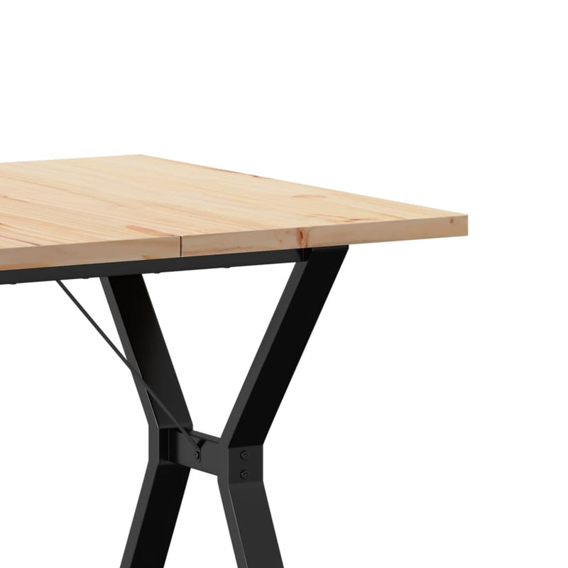 vidaXL tömör fenyőfa és acél étkezőasztal Y-vázzal 80x80x75,5 cm