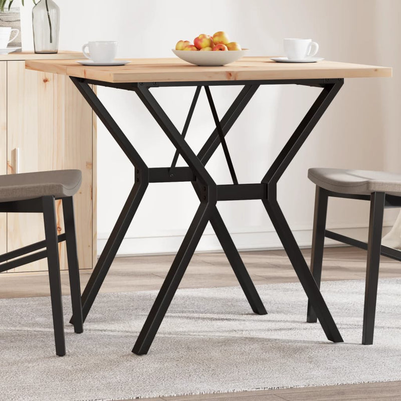 vidaXL tömör fenyőfa és acél étkezőasztal Y-vázzal 80x80x75,5 cm