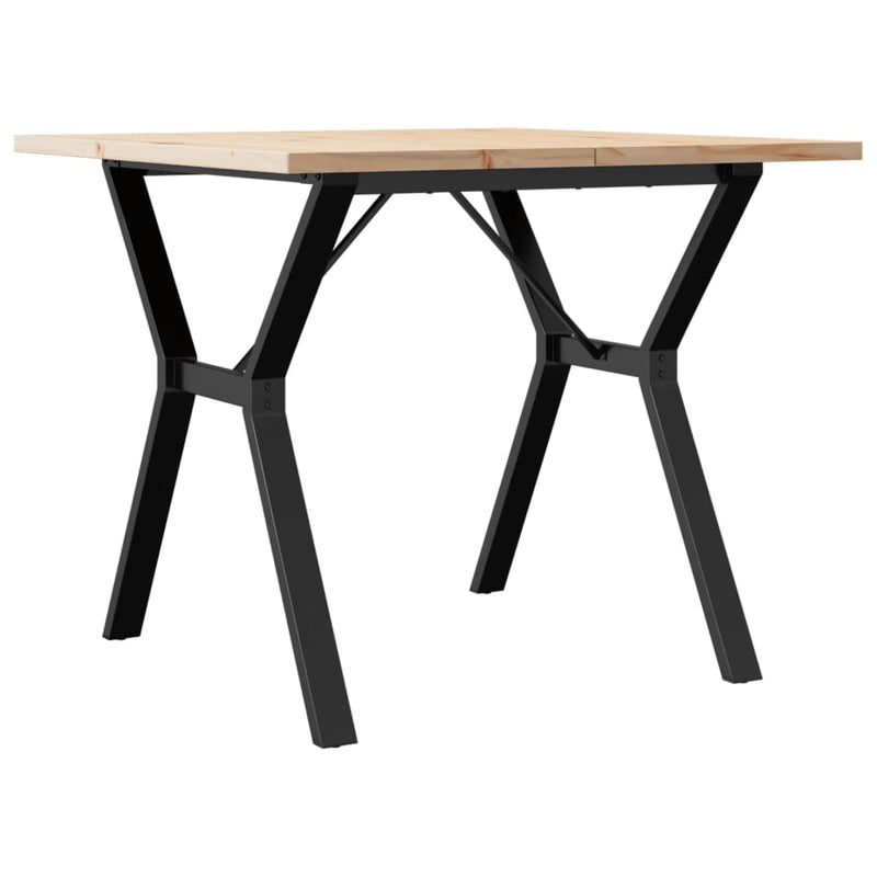 vidaXL tömör fenyőfa és öntöttvas étkezőasztal Y-vázzal 90x90x75,5 cm