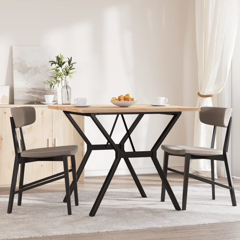 vidaXL tömör fenyőfa és öntöttvas étkezőasztal Y-vázzal 90x90x75,5 cm