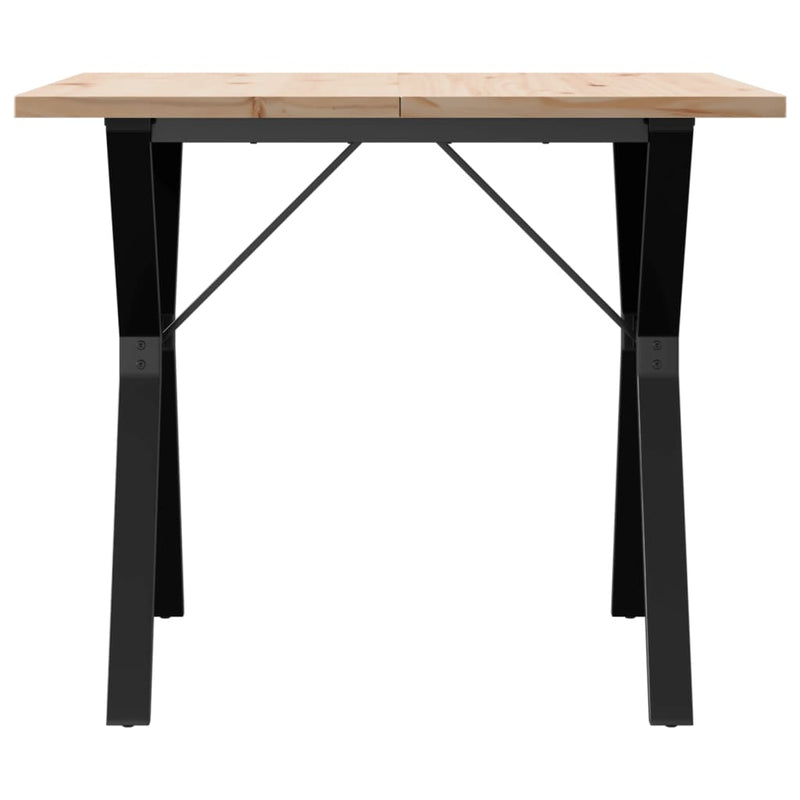 vidaXL tömör fenyőfa és öntöttvas étkezőasztal Y-vázzal 90x90x75,5 cm
