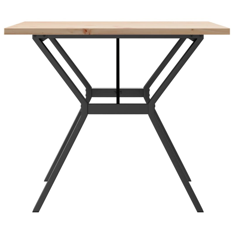 vidaXL tömör fenyőfa és öntöttvas étkezőasztal Y-vázzal 90x90x75,5 cm