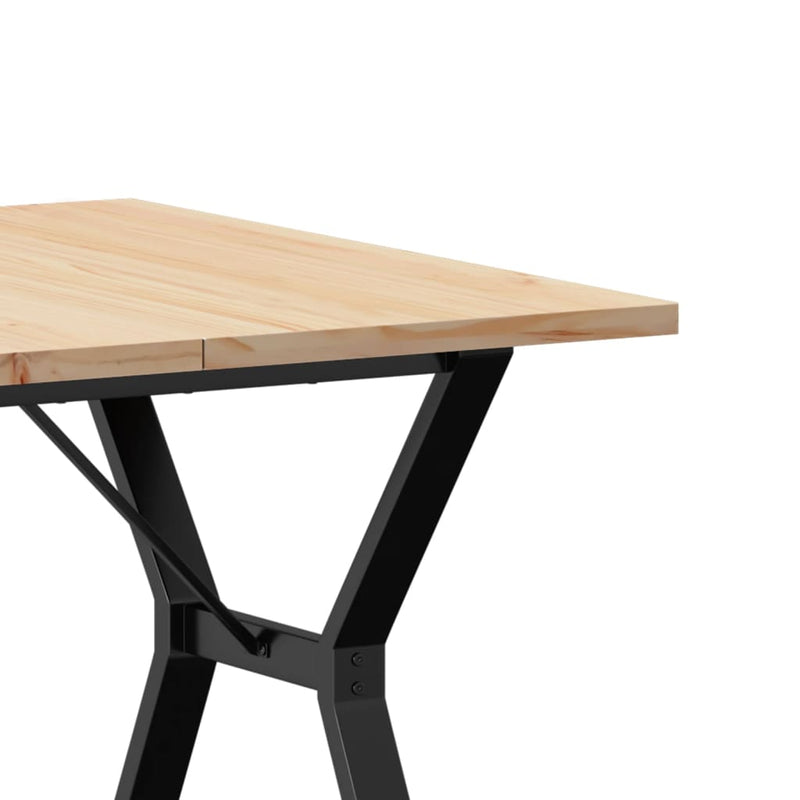 vidaXL tömör fenyőfa és öntöttvas étkezőasztal Y-vázzal 90x90x75,5 cm