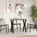 vidaXL tömör fenyőfa és acél étkezőasztal Y-vázzal 100x50x75,5 cm
