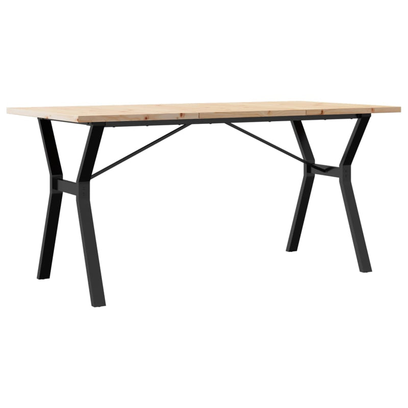 vidaXL tömör fenyőfa és öntöttvas étkezőasztal Y-vázzal 140x80x75,5 cm