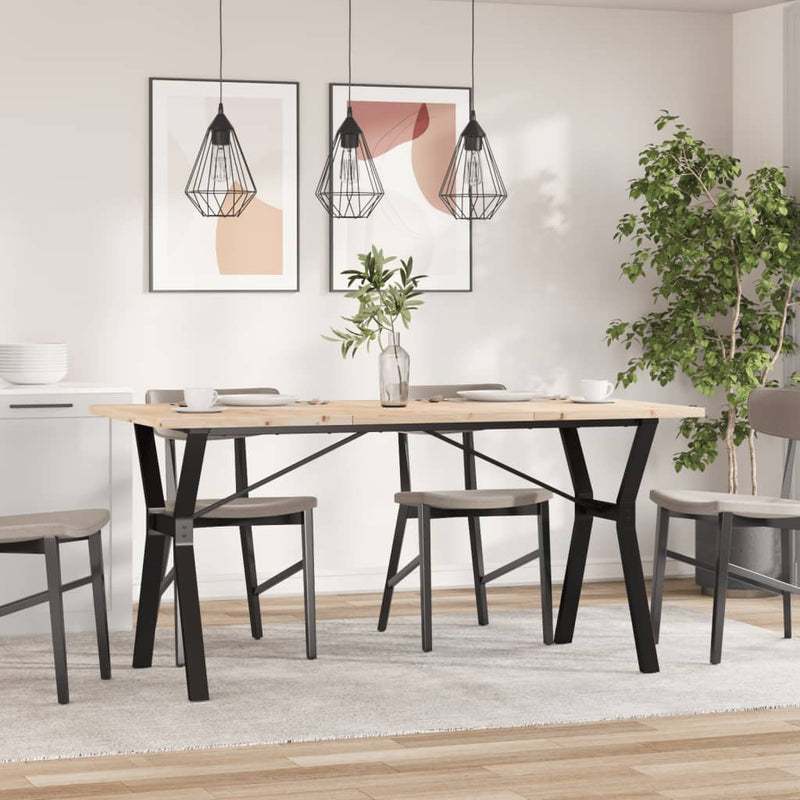 vidaXL tömör fenyőfa és öntöttvas étkezőasztal Y-vázzal 140x80x75,5 cm