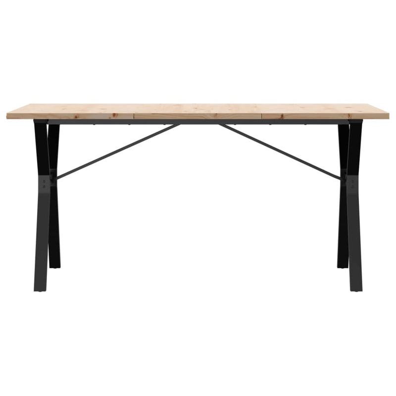 vidaXL tömör fenyőfa és öntöttvas étkezőasztal Y-vázzal 140x80x75,5 cm