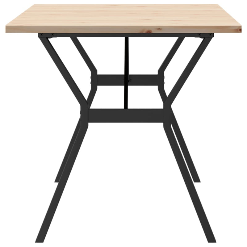 vidaXL tömör fenyőfa és öntöttvas étkezőasztal Y-vázzal 140x80x75,5 cm