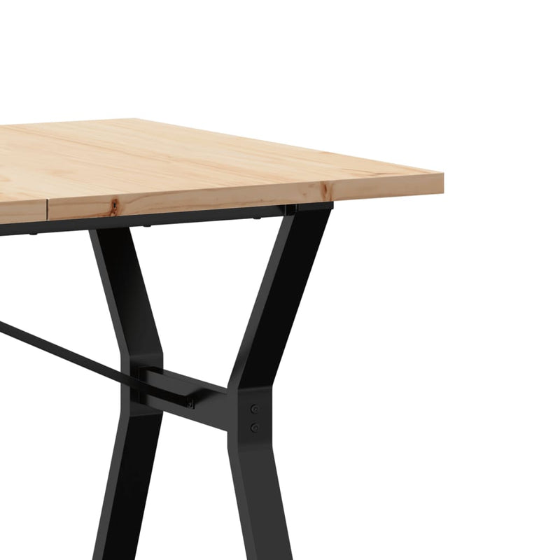vidaXL tömör fenyőfa és öntöttvas étkezőasztal Y-vázzal 140x80x75,5 cm