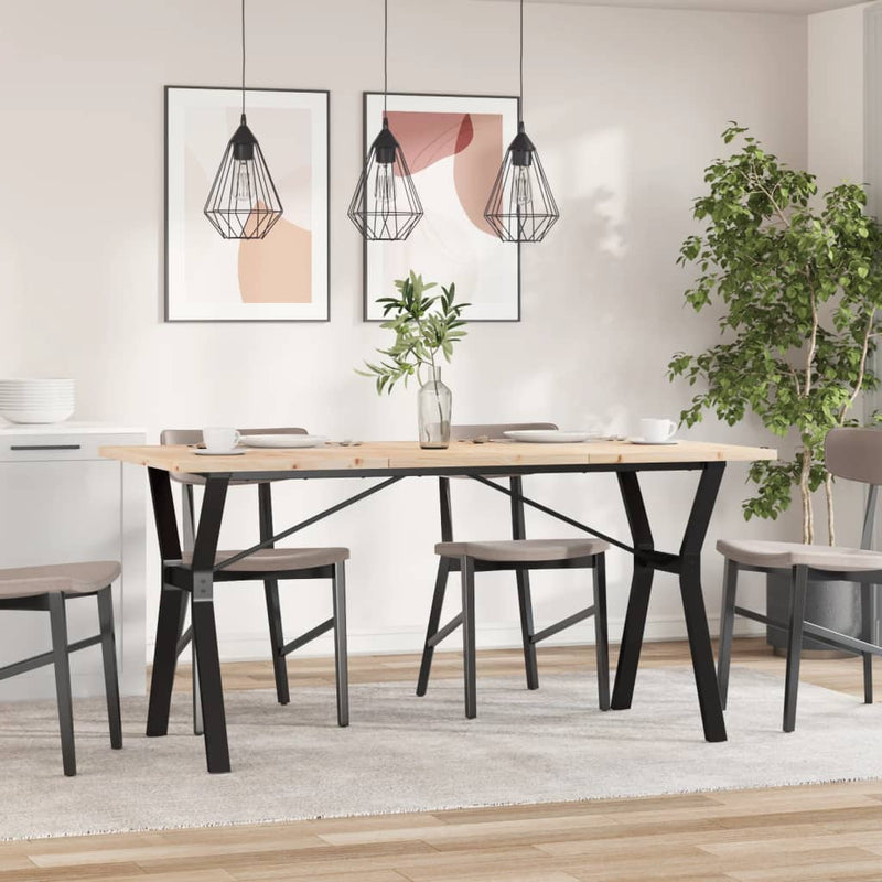 vidaXL tömör fenyőfa és öntöttvas étkezőasztal Y-vázzal 160x80x75,5 cm