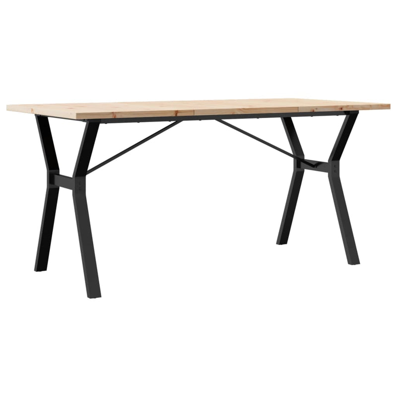 vidaXL tömör fenyőfa és öntöttvas étkezőasztal Y-vázzal 160x80x75,5 cm