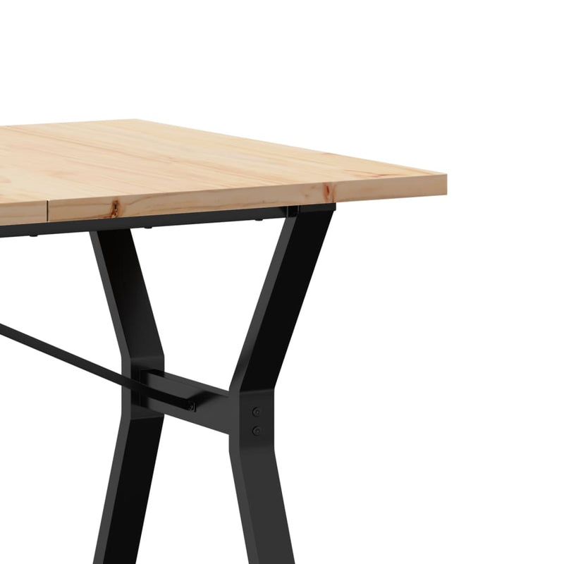 vidaXL tömör fenyőfa és öntöttvas étkezőasztal Y-vázzal 160x80x75,5 cm