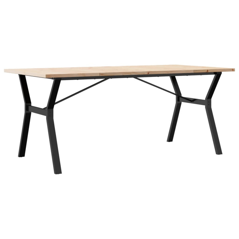 vidaXL tömör fenyőfa és öntöttvas étkezőasztal Y-vázzal 180x90x75,5 cm
