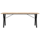 vidaXL tömör fenyőfa és acél Y-vázú étkezőasztal 200x100x75,5 cm