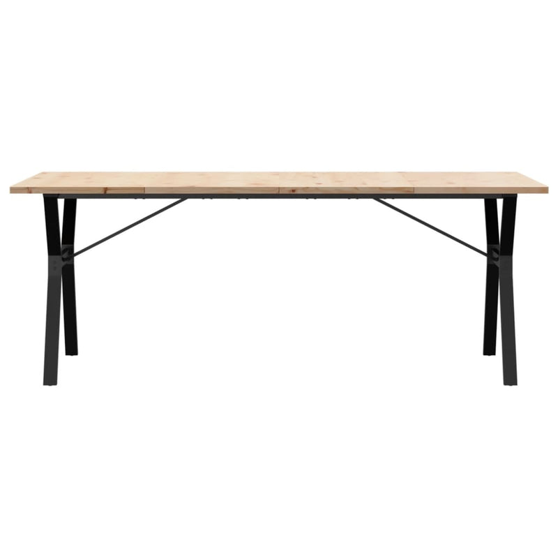 vidaXL tömör fenyőfa és acél Y-vázú étkezőasztal 200x100x75,5 cm