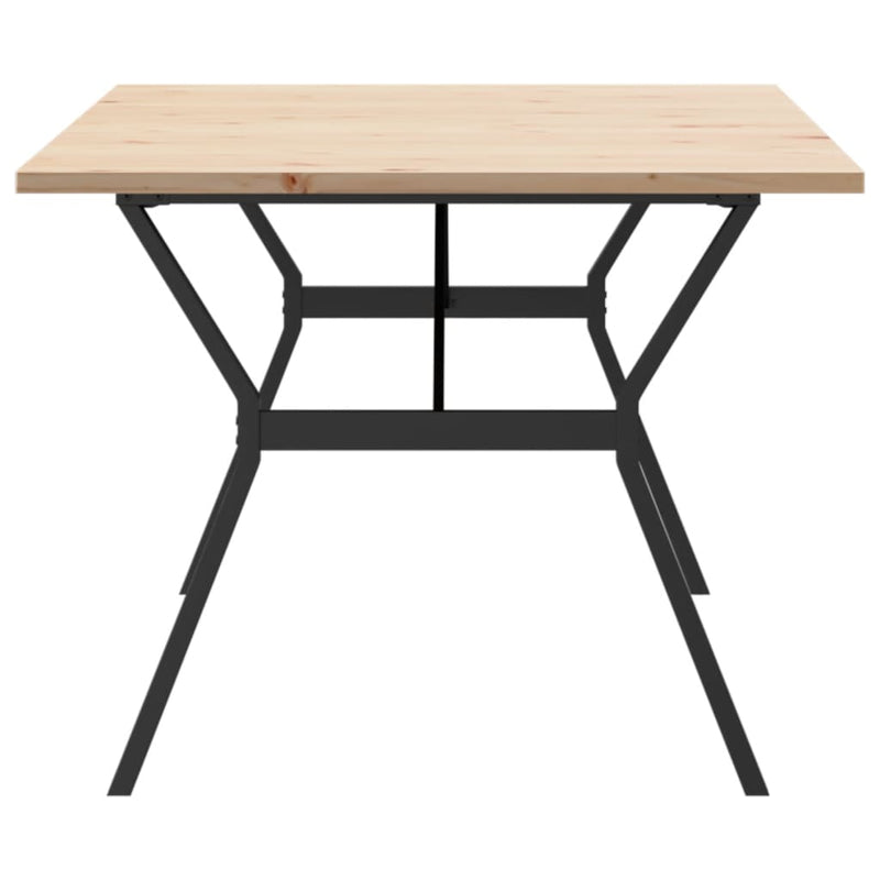 vidaXL tömör fenyőfa és acél Y-vázú étkezőasztal 200x100x75,5 cm