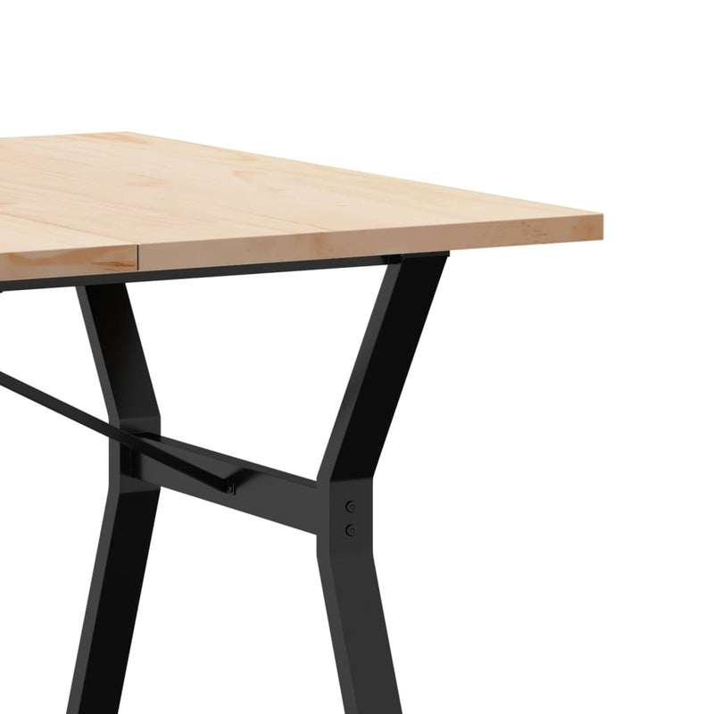 vidaXL tömör fenyőfa és acél Y-vázú étkezőasztal 200x100x75,5 cm