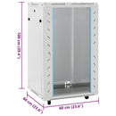 vidaXL 18U hálózati szekrény 19" forgó lábakkal IP20 60 x 60 x 100 cm