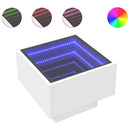 vidaXL fehér szerelt fa kisasztal LED-del 40 x 40 x 30 cm