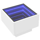 vidaXL fehér szerelt fa kisasztal LED-del 40 x 40 x 30 cm