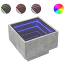 vidaXL betonszürke szerelt fa kisasztal LED-del 40 x 40 x 30 cm