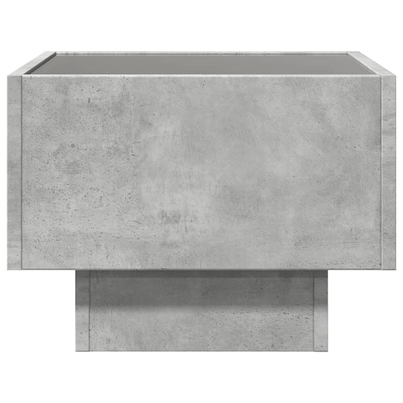 vidaXL betonszürke szerelt fa kisasztal LED-del 40 x 40 x 30 cm