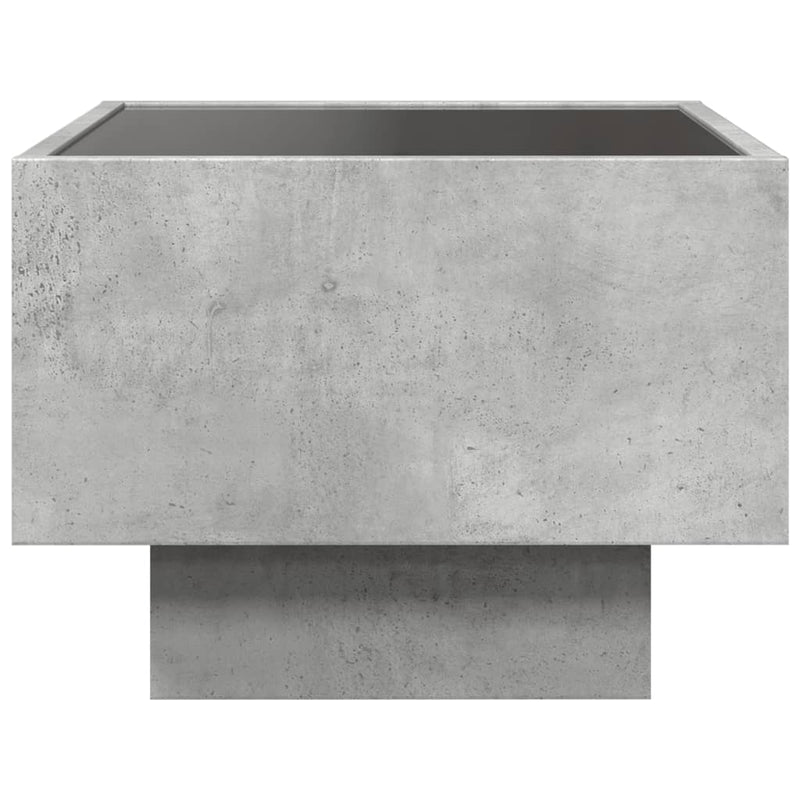 vidaXL betonszürke szerelt fa kisasztal LED-del 40 x 40 x 30 cm