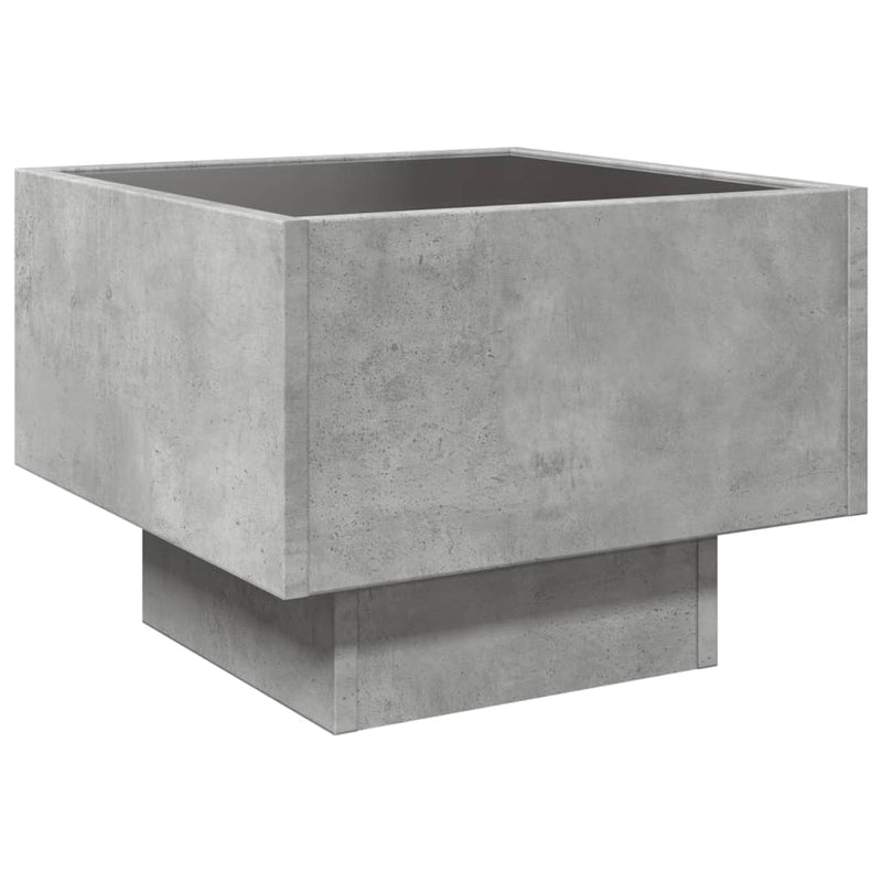 vidaXL betonszürke szerelt fa kisasztal LED-del 40 x 40 x 30 cm
