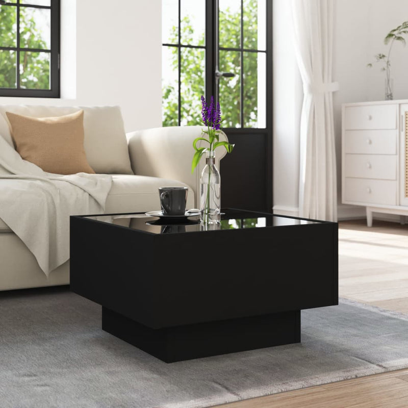 vidaXL fekete szerelt fa dohányzóasztal 50 x 50 x 30 cm