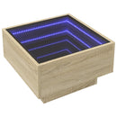 vidaXL sonoma tölgy szerelt fa dohányzóasztal LED-del 50 x 50 x 30 cm