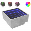 vidaXL betonszürke szerelt fa dohányzóasztal LED-del 50 x 50 x 30 cm
