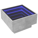 vidaXL betonszürke szerelt fa dohányzóasztal LED-del 50 x 50 x 30 cm