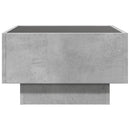 vidaXL betonszürke szerelt fa dohányzóasztal LED-del 50 x 50 x 30 cm