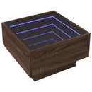 vidaXL barna tölgy szerelt fa dohányzóasztal LED-del 50 x 50 x 30 cm