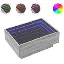 vidaXL szürke sonoma szerelt fa dohányzóasztal LED-del 70 x 50 x 30 cm