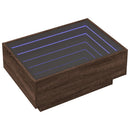 vidaXL barna tölgy szerelt fa dohányzóasztal LED-del 70 x 50 x 30 cm