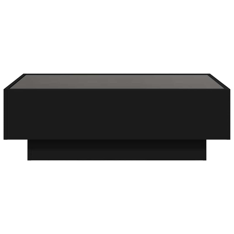 vidaXL fekete szerelt fa dohányzóasztal LED-del 90 x 50 x 30 cm