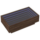 vidaXL barna tölgy szerelt fa dohányzóasztal LED-del 90 x 50 x 30 cm