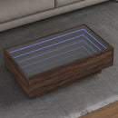 vidaXL barna tölgy szerelt fa dohányzóasztal LED-del 90 x 50 x 30 cm