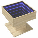 vidaXL sonoma tölgy szerelt fa dohányzóasztal LED-del 50 x 50 x 45 cm